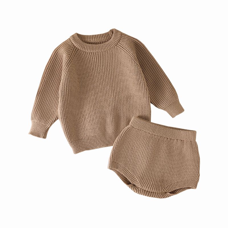 Children's Solid Knit Sweater Suit