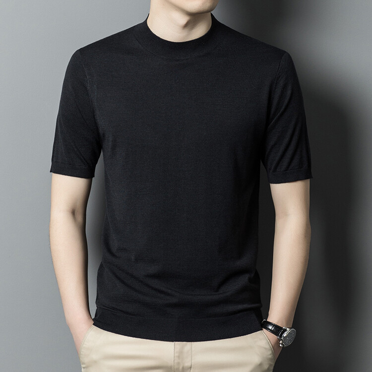 Short Sleeve Crew Neck Slim Pullover Sweater