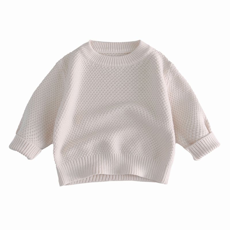 Solid Color Roundneck Knit Children Sweater