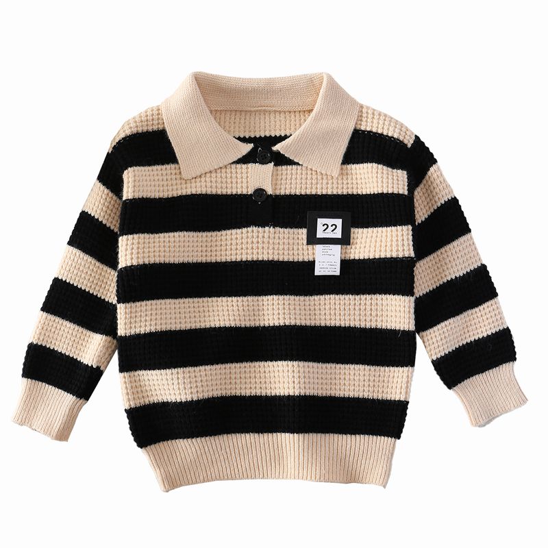 Striped POLO Collar Knit Sweater Children